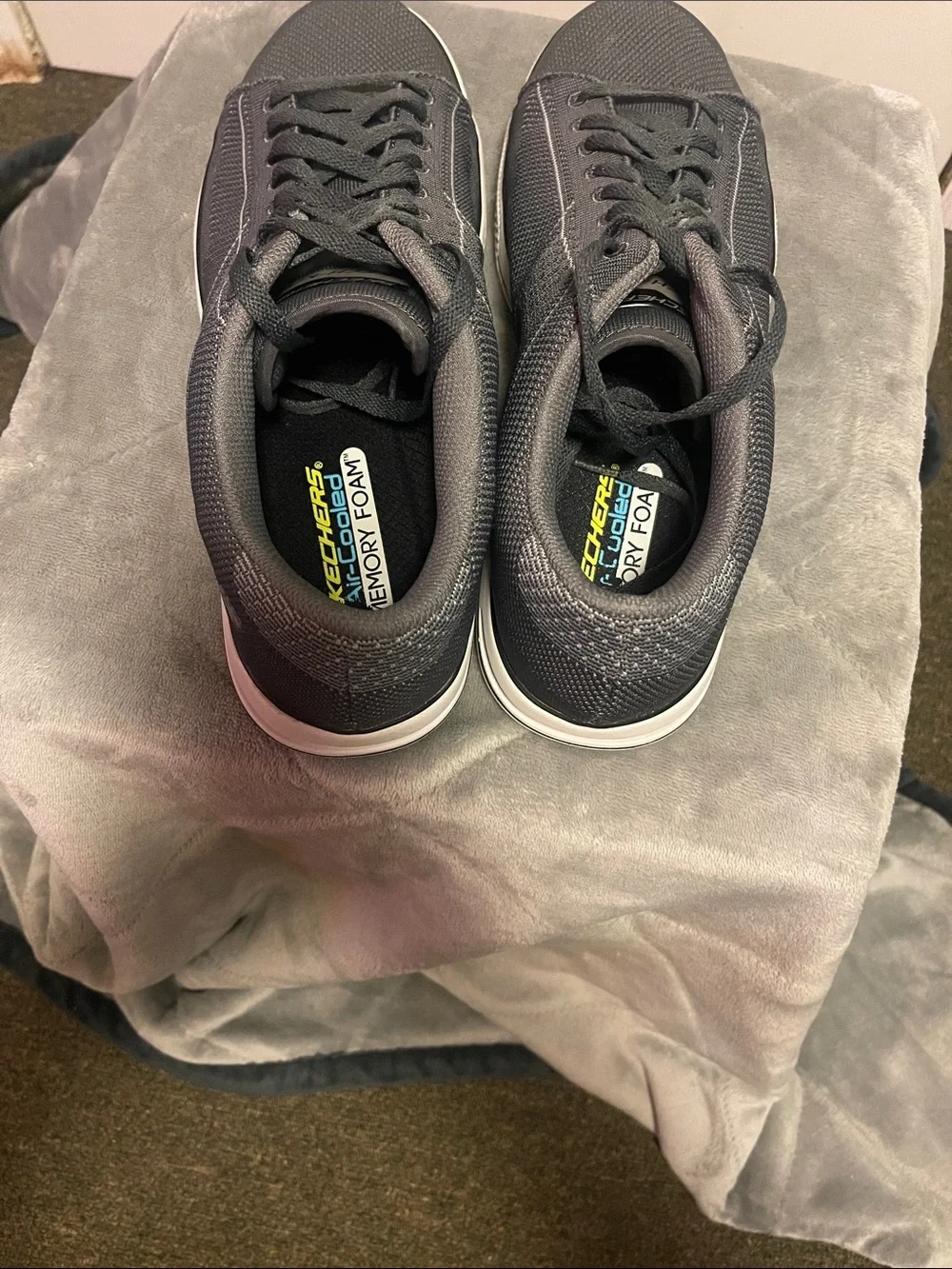 Skechers Men's Charcoal Knit Low-Top Lace-Up Sneakers
